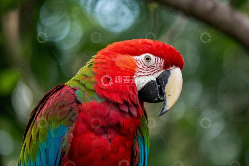 高清大图下载【趣麦麦图】色彩斑斓的金刚鹦鹉特写