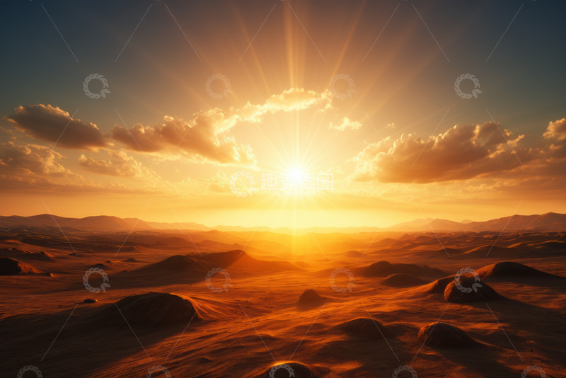 高清大图下载【趣麦麦图】沙漠日出全景