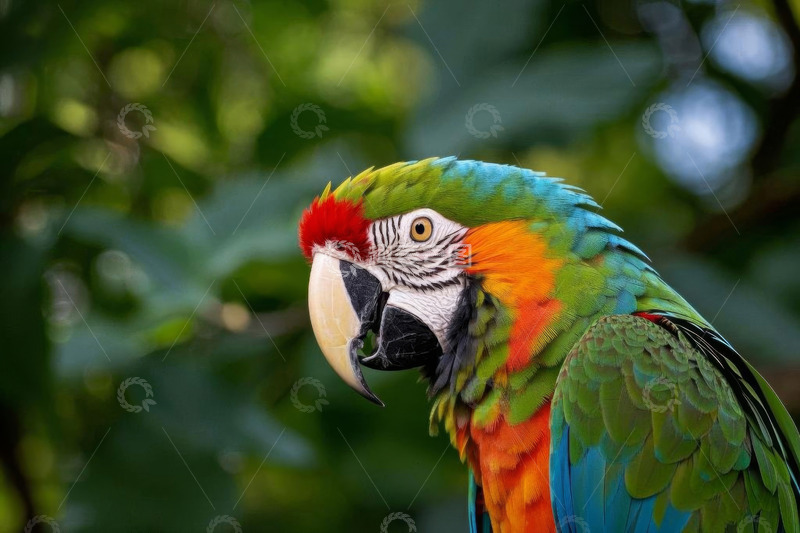 高清大图下载【趣麦麦图】色彩斑斓金刚鹦鹉特写