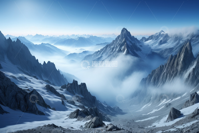 高清大图下载【趣麦麦图】雪山山脉云海自然风光