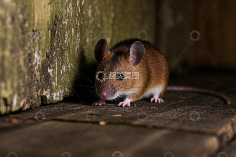 高清大图下载【趣麦麦图】墙角处的老鼠特写
