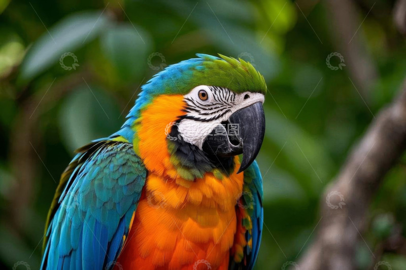 高清大图下载【趣麦麦图】色彩斑斓的金刚鹦鹉特写