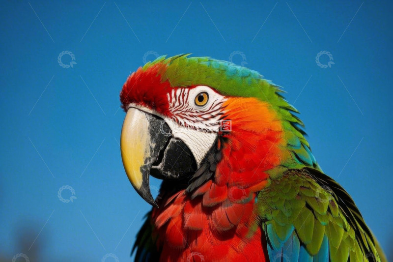 高清大图下载【趣麦麦图】色彩鲜艳的金刚鹦鹉特写