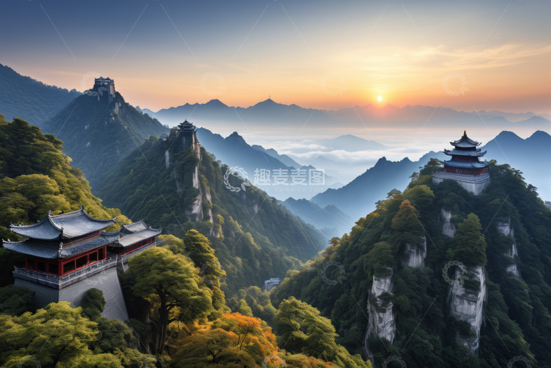 高清大图下载【趣麦麦图】终南山古建筑与自然风光