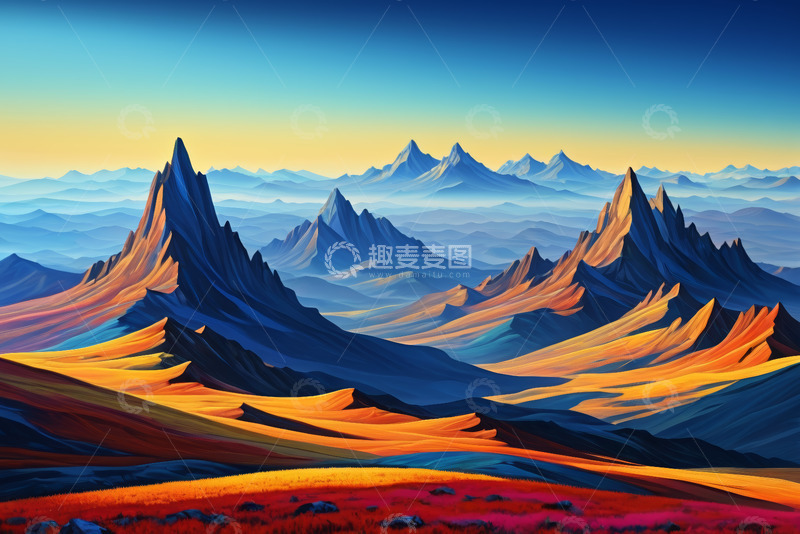 高清大图下载【趣麦麦图】彩色山脉自然风光全景