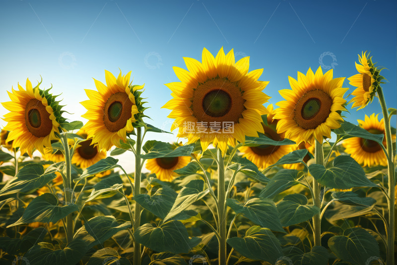 高清大图下载【趣麦麦图】向日葵花田蓝天自然风光