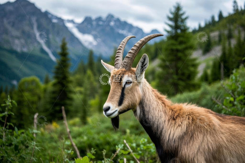 高清大图下载【趣麦麦图】山间站立的山羊