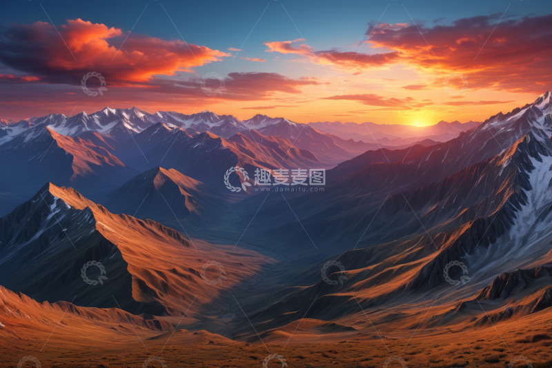 高清大图下载【趣麦麦图】壮丽山脉日出自然风光