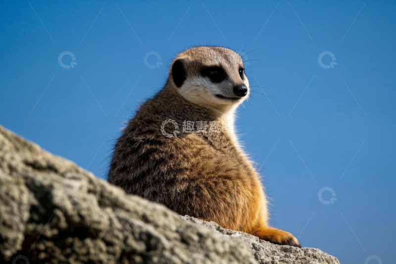 高清大图下载【趣麦麦图】猫鼬坐于岩石眺望