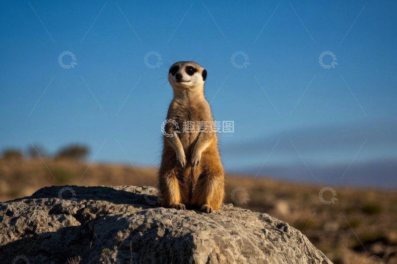 高清大图下载【趣麦麦图】岩石上站立的猫鼬