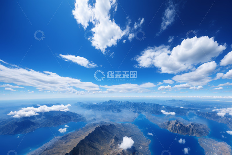 高清大图下载【趣麦麦图】高空俯瞰蓝天白云山川景观