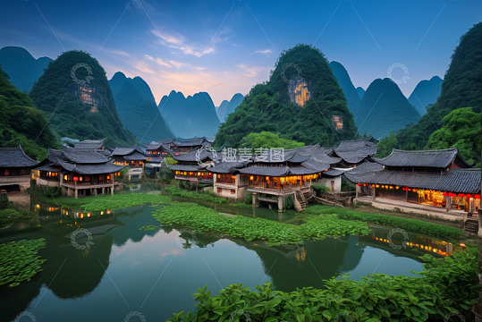 阳朔山水间的传统村落景观