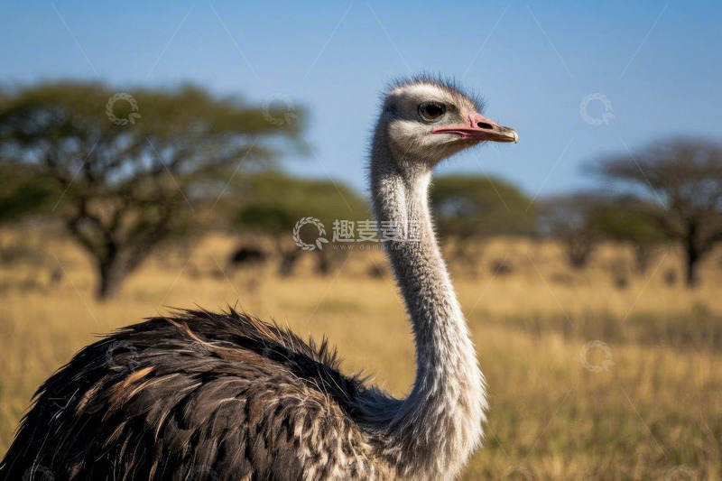高清大图下载【趣麦麦图】草原上的鸵鸟特写