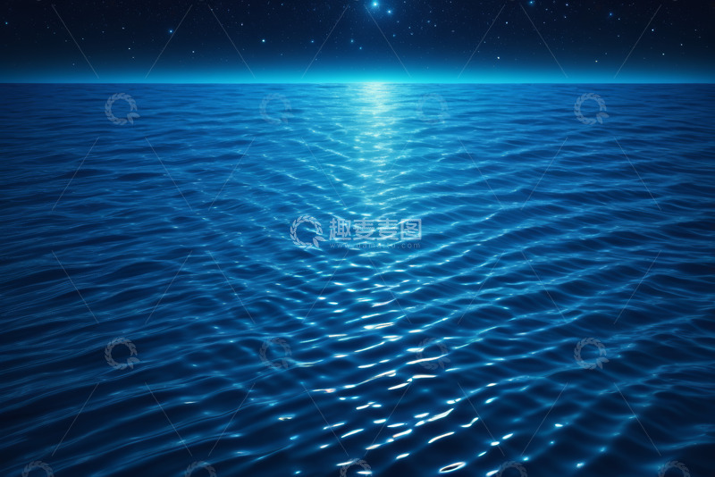 高清大图下载【趣麦麦图】夜晚星空下的海面景象