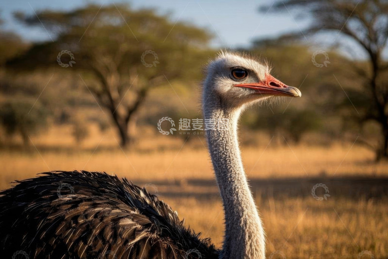 高清大图下载【趣麦麦图】非洲草原上的鸵鸟特写