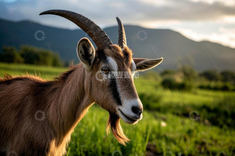 高清大图下载【趣麦麦图】田野中的山羊特写