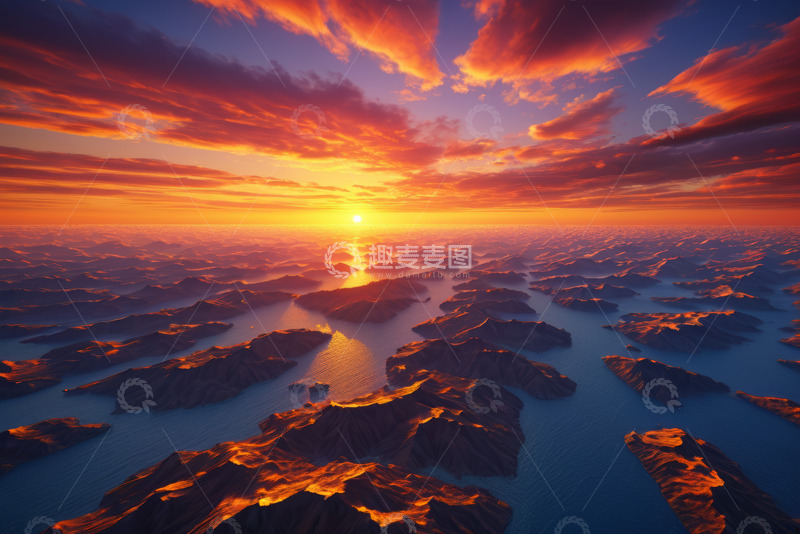 高清大图下载【趣麦麦图】日出时分群山与天空风光