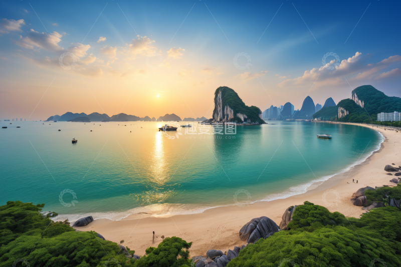 高清大图下载【趣麦麦图】海滩自然风光海景日出景象