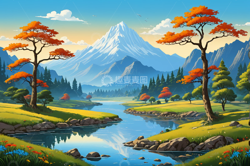 高清大图下载【趣麦麦图】山间河流自然风光