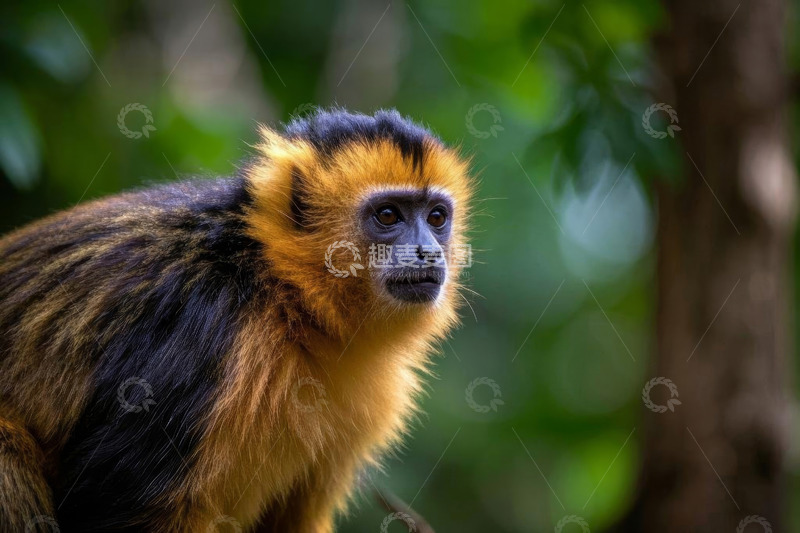 高清大图下载【趣麦麦图】金头狮狨猴特写