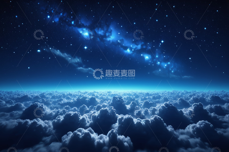 高清大图下载【趣麦麦图】高空俯瞰星空与云海景象