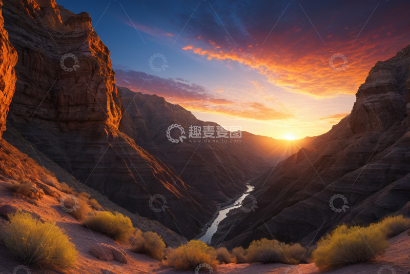 高清大图下载【趣麦麦图】峡谷日出自然风光