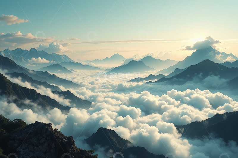 高清大图下载【趣麦麦图】高山云海自然风光全景