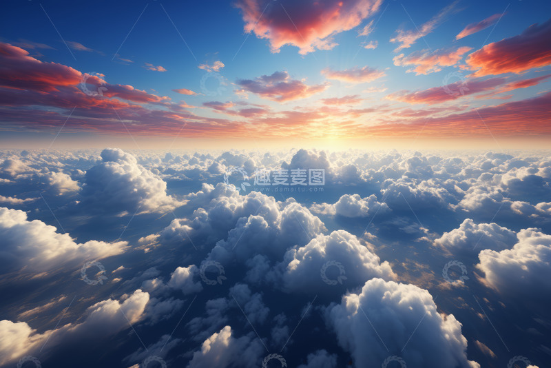 高清大图下载【趣麦麦图】高空俯瞰日出云海景象