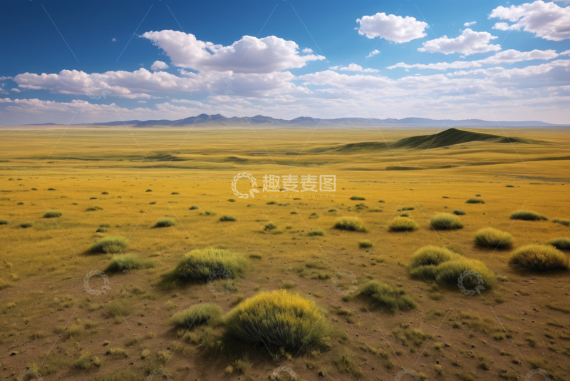 高清大图下载【趣麦麦图】广阔草原蓝天白云远景