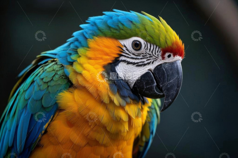高清大图下载【趣麦麦图】色彩斑斓金刚鹦鹉特写