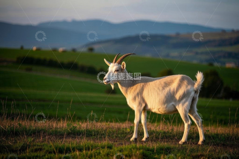 高清大图下载【趣麦麦图】草原上站立的山羊