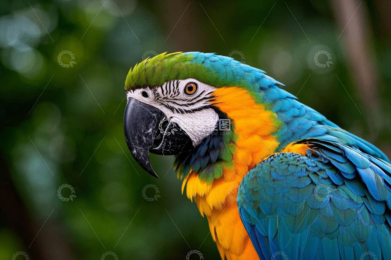 高清大图下载【趣麦麦图】色彩艳丽金刚鹦鹉特写