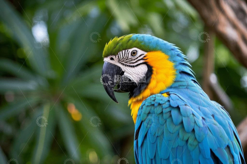高清大图下载【趣麦麦图】色彩艳丽金刚鹦鹉特写