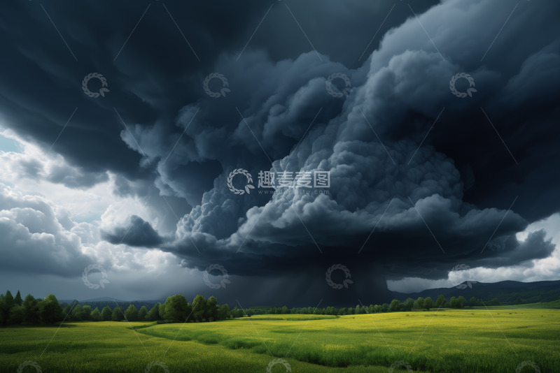 高清大图下载【趣麦麦图】草原上空的厚重乌云景观