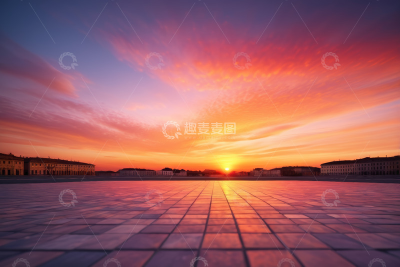 高清大图下载【趣麦麦图】广场日落美景