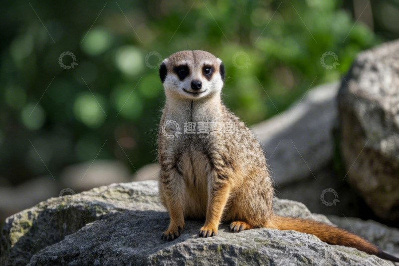 高清大图下载【趣麦麦图】岩石上坐着的猫鼬特写