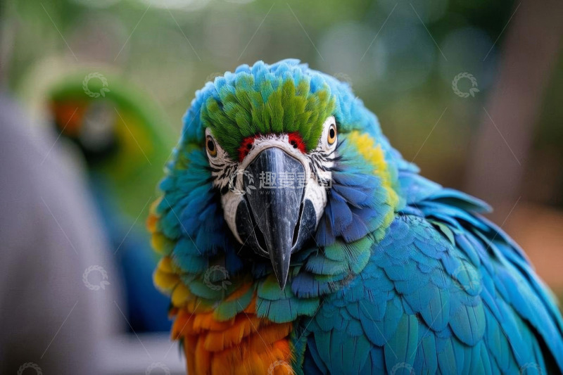 高清大图下载【趣麦麦图】色彩斑斓金刚鹦鹉特写