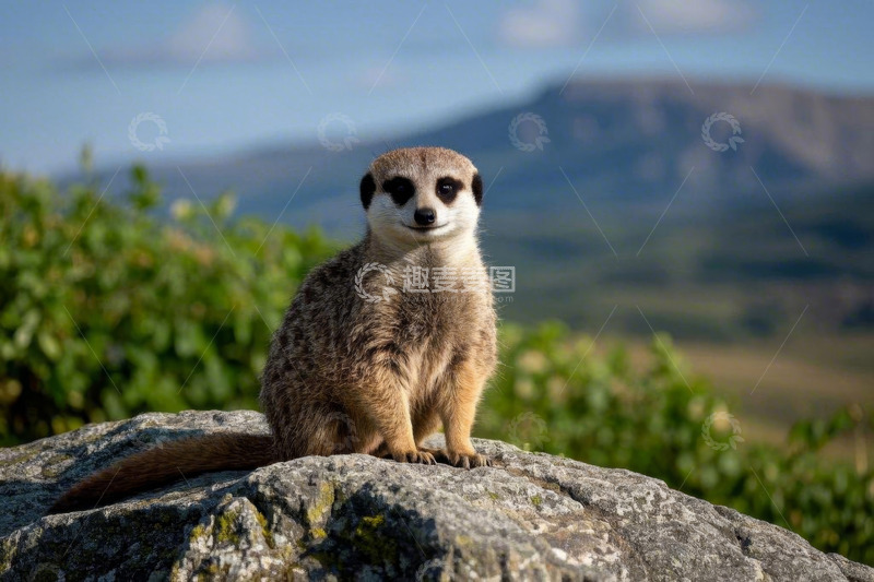 高清大图下载【趣麦麦图】岩石上的猫鼬特写