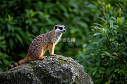 岩石上站立的猫鼬