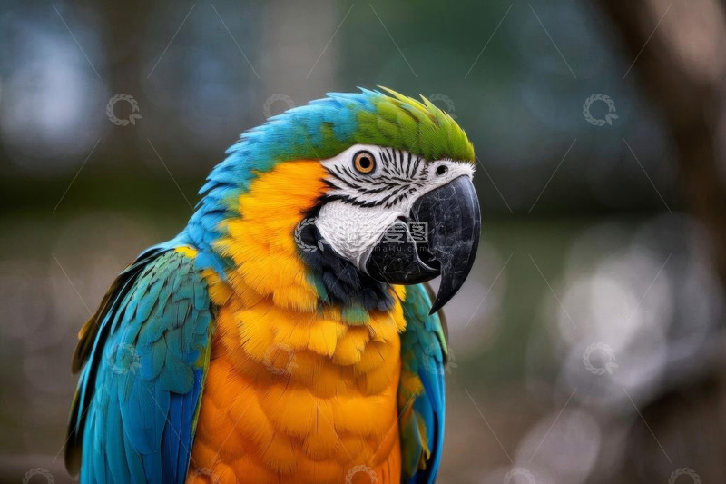 高清大图下载【趣麦麦图】色彩斑斓金刚鹦鹉特写