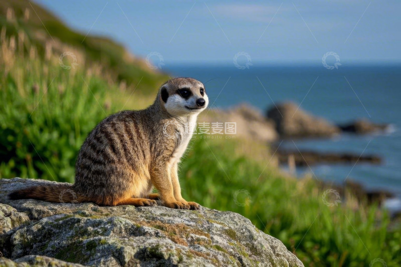 高清大图下载【趣麦麦图】岩石上的猫鼬近景