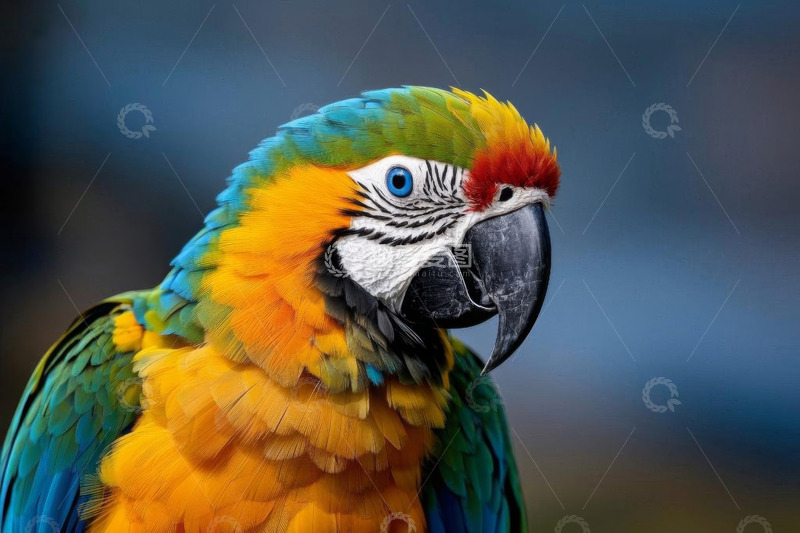高清大图下载【趣麦麦图】色彩斑斓的金刚鹦鹉特写