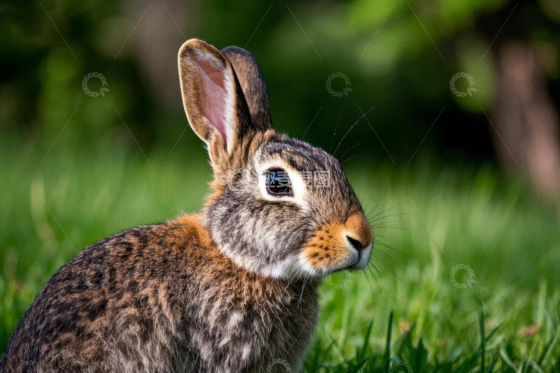 高清大图下载【趣麦麦图】草地上的兔子特写