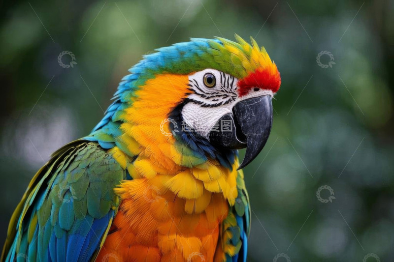 高清大图下载【趣麦麦图】色彩斑斓的金刚鹦鹉特写