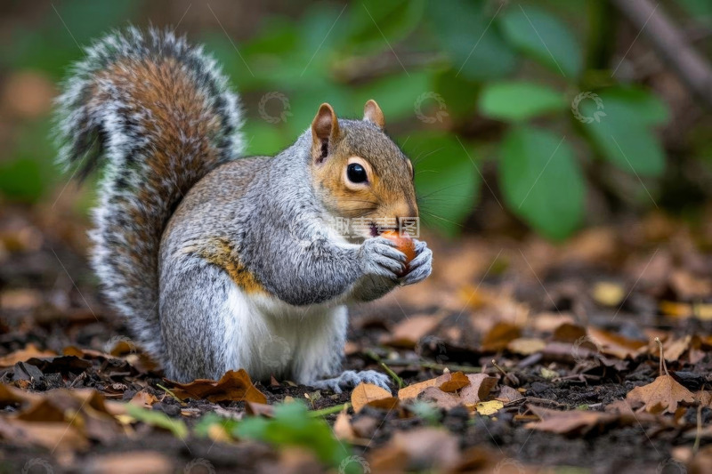 高清大图下载【趣麦麦图】松鼠在户外进食坚果画面