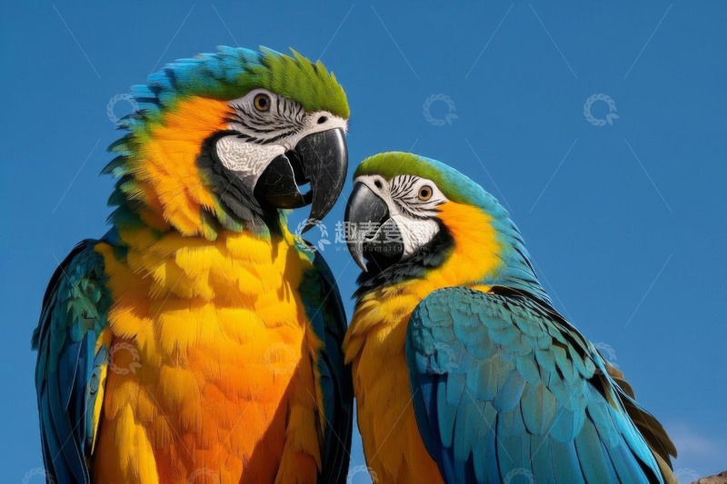 高清大图下载【趣麦麦图】色彩斑斓的两只金刚鹦鹉