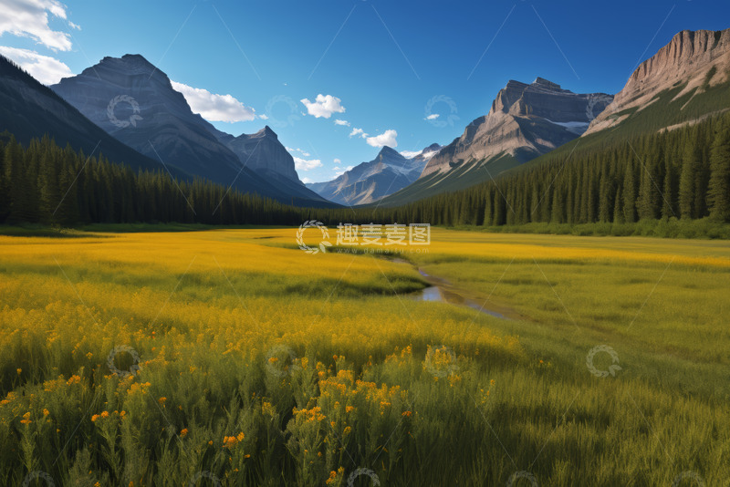 高清大图下载【趣麦麦图】山间花海自然风光全景