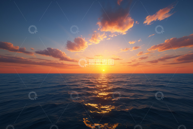 高清大图下载【趣麦麦图】海上日出全景