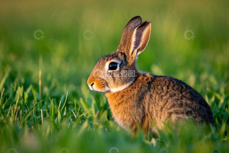 高清大图下载【趣麦麦图】草地上的野兔特写
