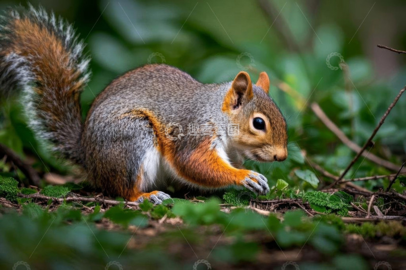 高清大图下载【趣麦麦图】松鼠在草地中的特写
